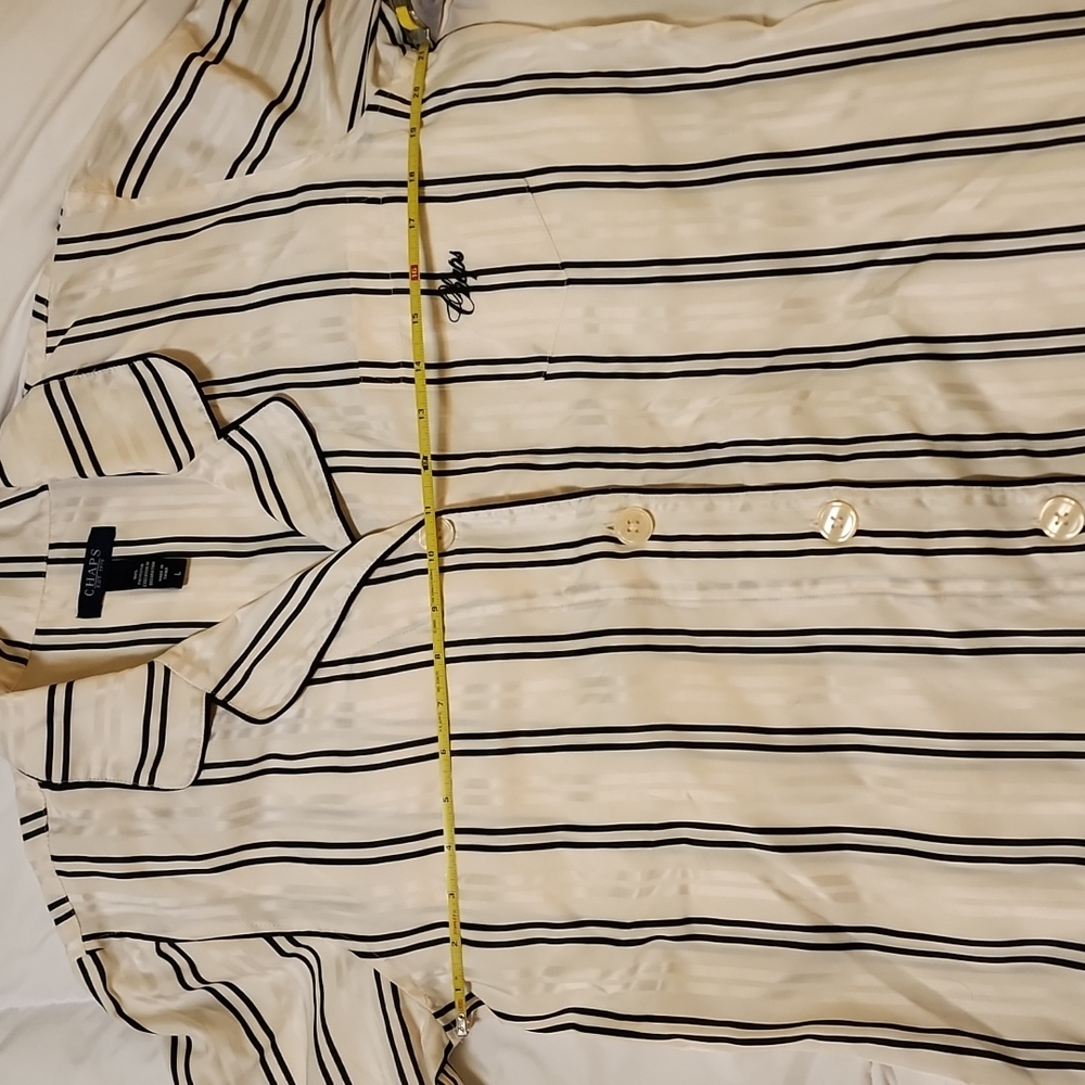 Two  piece pajama set with long sleeve button up shirt and long pants - Picture 4 of 5